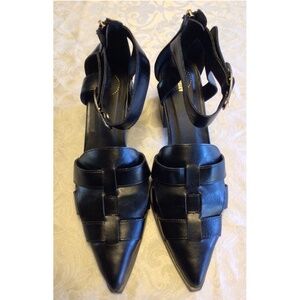 Women’s 8.5 8 1/2 Arider Deana Black Ankle Strap Woven Block Heal Shoes